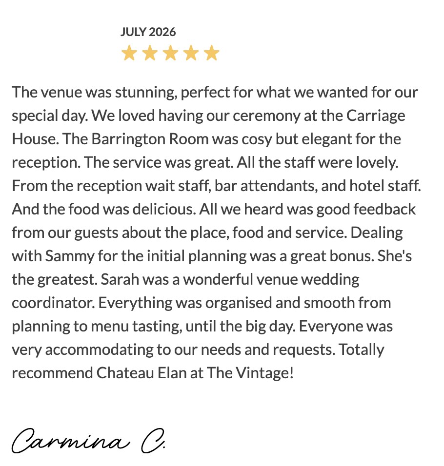 Five-star Easy Weddings review from Carmina C.
