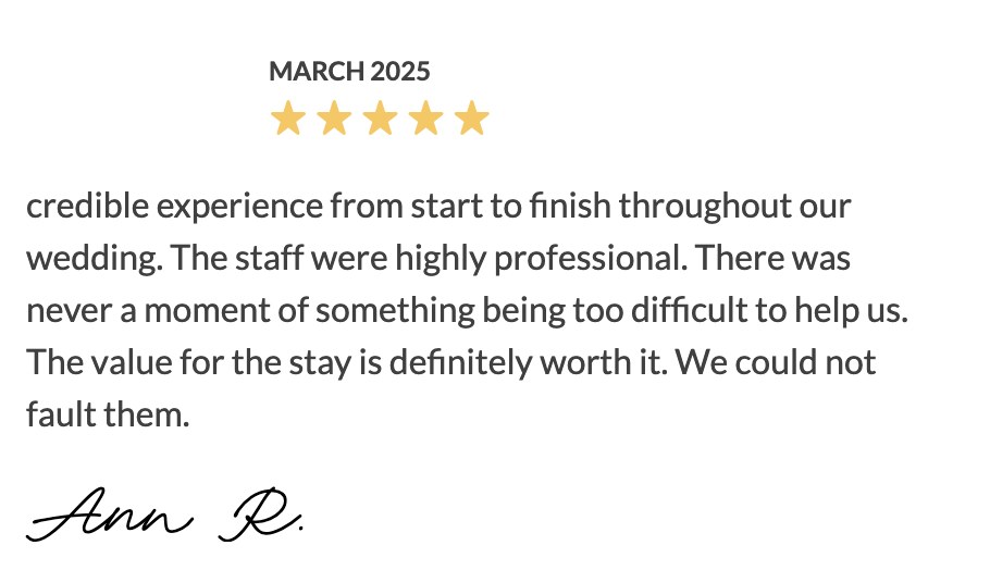 Five-star Easy Weddings review from Ann R.
